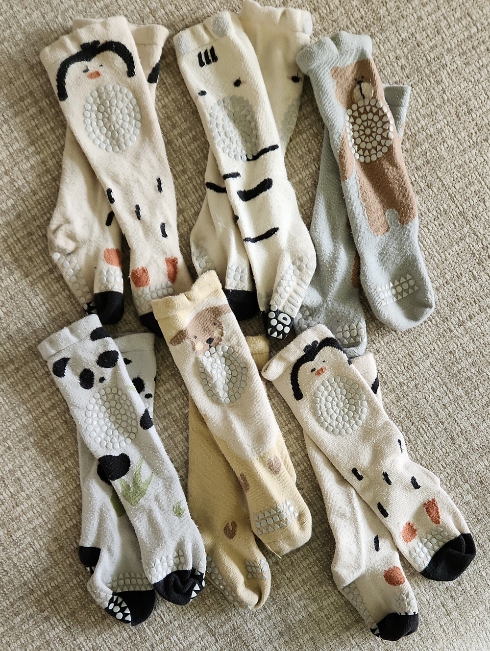 🐼x6 Pairs Crawling Knee-High Grippy Socks
